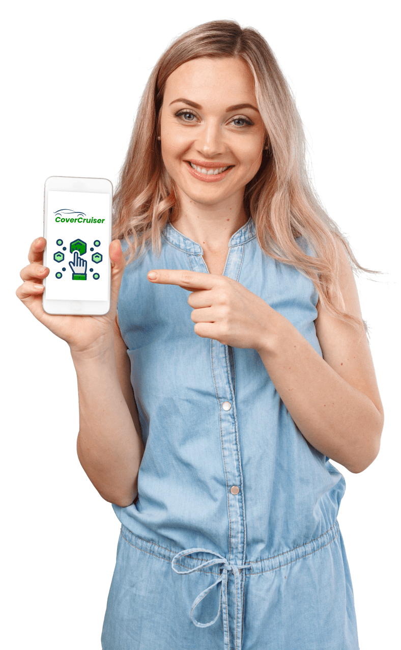 Smiling woman showing smartphone